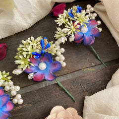 Shaded Blue Flower Bobby Pin-Hair Accessories-H799