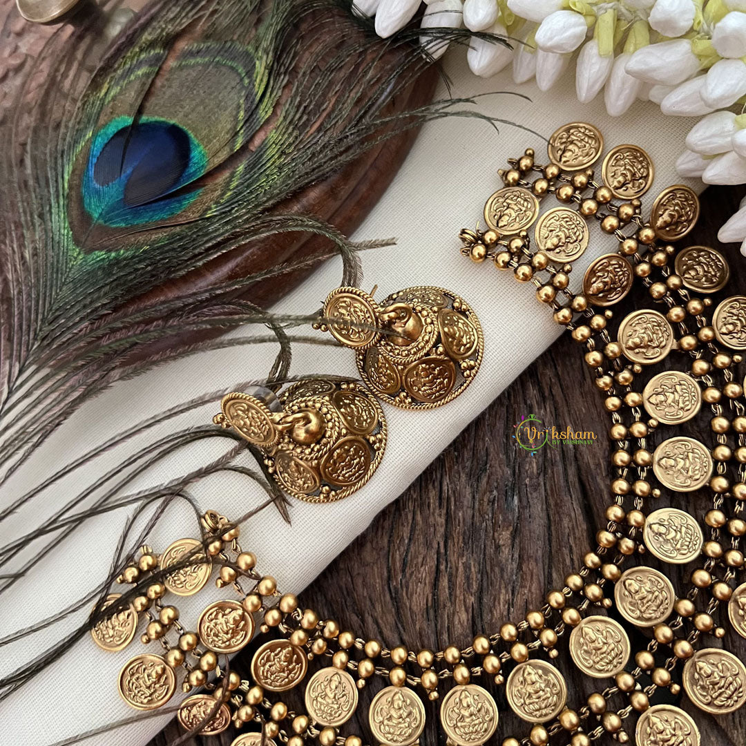 Vriksham Designer Gold Lakshmi Coin Double Layer Neckpiece-G19245