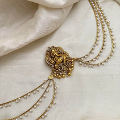 Unqie AD Stone Ganpati Jada Billai with Pearl Maatil-Bun Billai-G13146