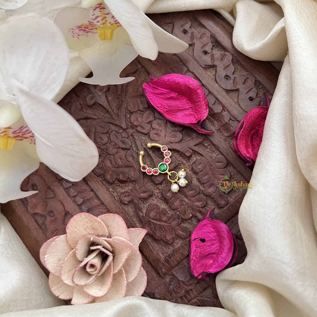Vriksham Royal Blush Septum Ring in Gold Tone-Green Red-G20177
