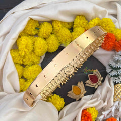 Vriksham Classic Half Moon With Manga Bridal Hipblet-Red Green & White-Gold Bead-G22214