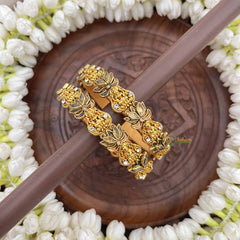 Vriksham Goddess Lakshmi & Lotus Crystal Detailing Bangles-G20872