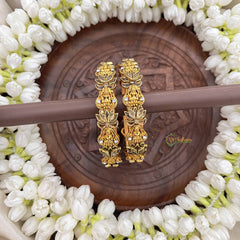 Vriksham Goddess Lakshmi & Lotus Crystal Detailing Bangles-G20872