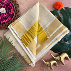 Sandan Color Kasavu Plain Tissue Cotton Saree-Golden Zari Patti-VS3474