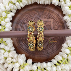 Vriksham Antique Golden Lakshmi & Flral Bangles-Red Green & White-G20875