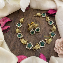 Vriksham Pentagon with Peacock Green Short Neckpiece-G16286