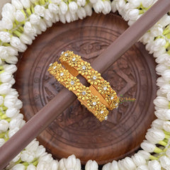 Vriksham Sunfloral Style Golden Bangles-White-G20877