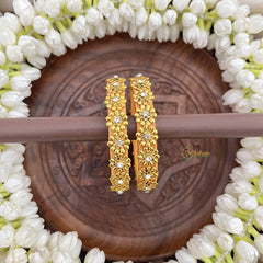 Vriksham Sunfloral Style Golden Bangles-White-G20877