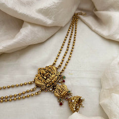 Premium Lakshmi Jada Bun Billai with Golden Pearl Maatil-Red Green Beads-G13137