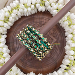 Vriksham Leaf Style Green Crystal Stone Bangles-G20879
