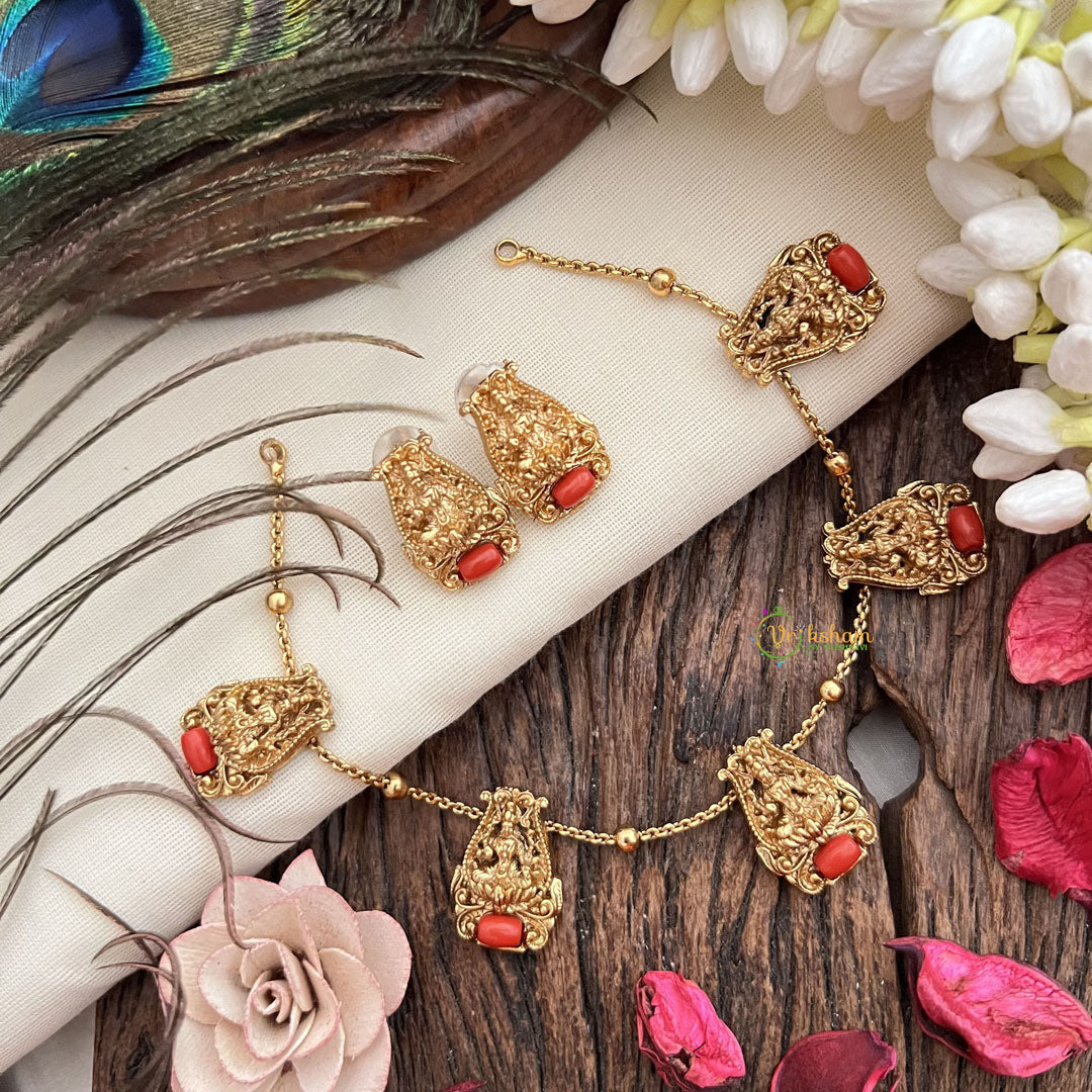 Vriksham Traditional Gold With Coral & Deity Pendant Neckpiece-G19237