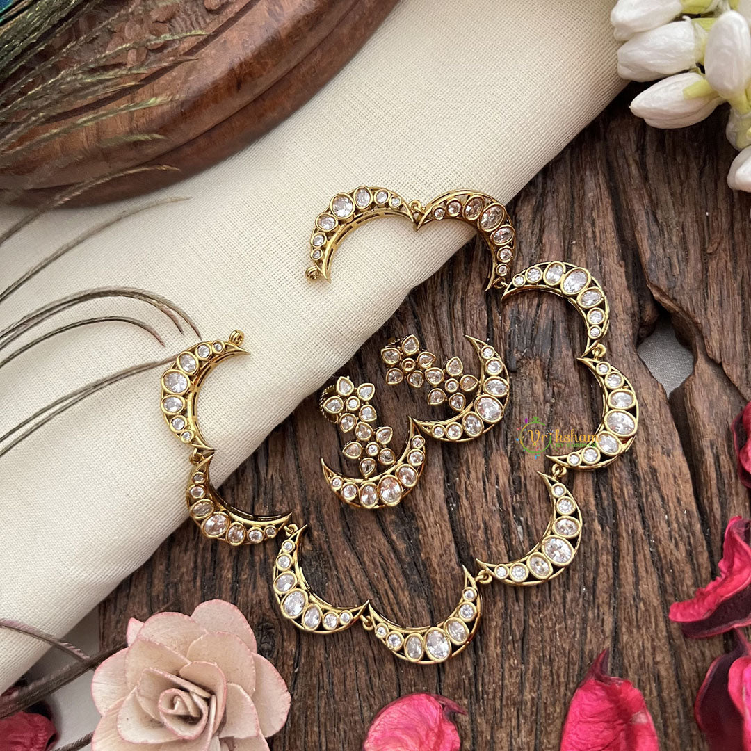 Vriksham Victorian Diamond Polki Crescent Moon Neckpiece-VV1974
