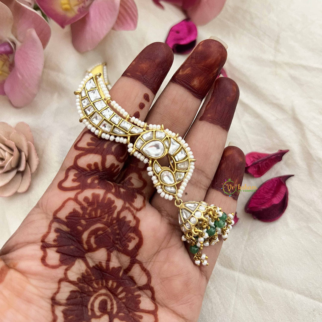 Vriksham Bridal Kundan Jadau With Pearl Lined & Beaded Tassels  Ear Cuff Jhumkas-J3740