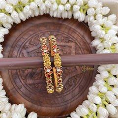 Vriksham Lakshmi Red Floral  Stone Bangles-G20883