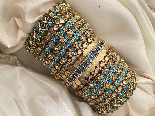 Silk Thread Blue Kundan Bridal Bangle-G12314