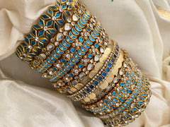 Silk Thread Blue Kundan Bridal Bangle-G12314