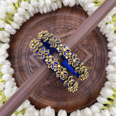 Vriksham Royal Floral Festive Gold-Toned Crystal Bangles-Blue-G20891