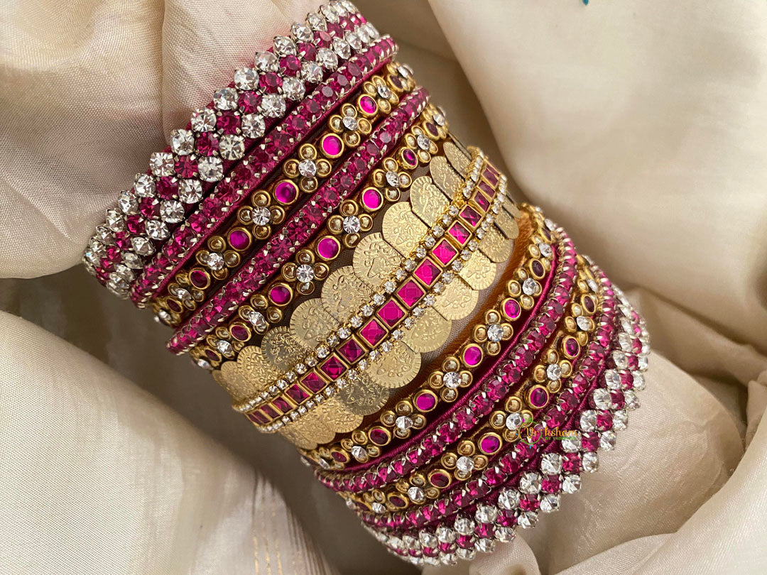 Silk Thread Pink Kundan Bridal Bangle-G12315