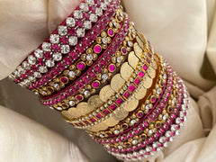 Silk Thread Pink Kundan Bridal Bangle-G12315