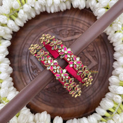 Vriksham Royal Floral Festive Gold-Toned Crystal Bangles-Pink-G20890