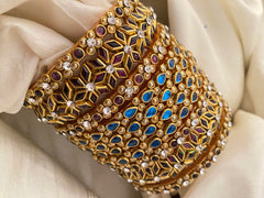 Silk Thread Grape Wine And Blue Kundan Bridal Bangle-G12316