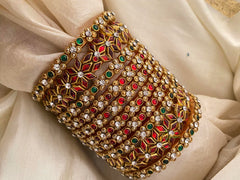 Silk Thread Red Green Kundan Bridal Bangle-G12317