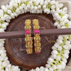 Vriksham Graceful Gold Lakshmi & Pink Crystal Stone Bangles-G20886