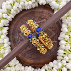 Vriksham Graceful Gold Lakshmi & Blue Crystal Stone Bangles-G20887
