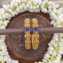Vriksham Graceful Gold Lakshmi & Blue Crystal Stone Bangles-G20887