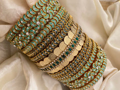 Silk Thread Kundan Bridal Bangle-Green-G12319