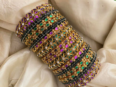 Silk Thread Kundan Bridal Bangle-Purple Green-G12320