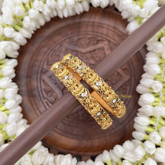 Vriksham Golden Lakshmi With Leaf Style Floral Stone Bangles-G20929