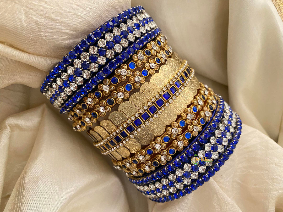 Silk Thread Kundan Bridal Bangle-Dark Blue-G12324