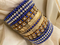 Silk Thread Kundan Bridal Bangle-Dark Blue-G12324