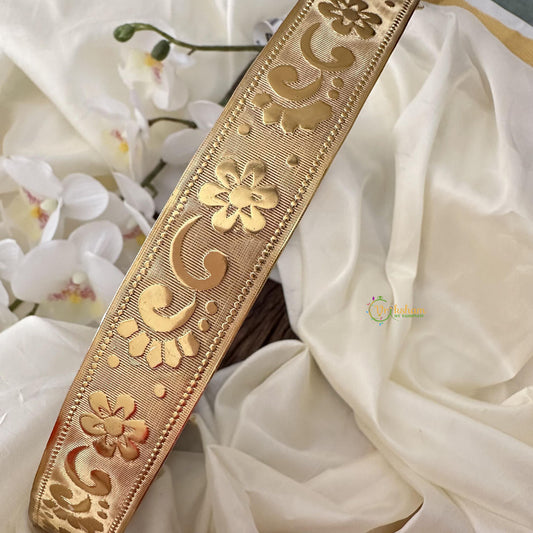 Premium Floral Plain Brass Plated Plain Hipbelt-Teenage-G14560