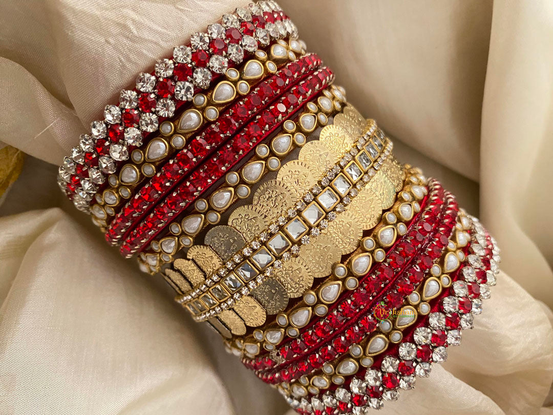 Silk Thread Kundan Bridal Bangle-Red-G12325