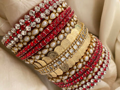 Silk Thread Kundan Bridal Bangle-Red-G12325