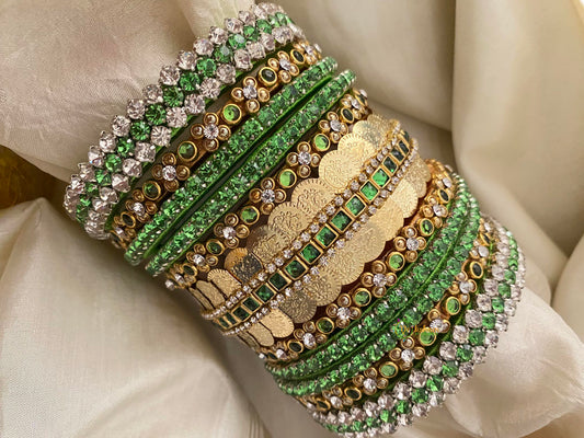 Silk Thread Kundan Bridal Bangle-Parrot Green-G12326