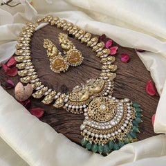 Vriksham Exclusive Dual Peacock with Pendant maanga haram-Green Bead-G16151