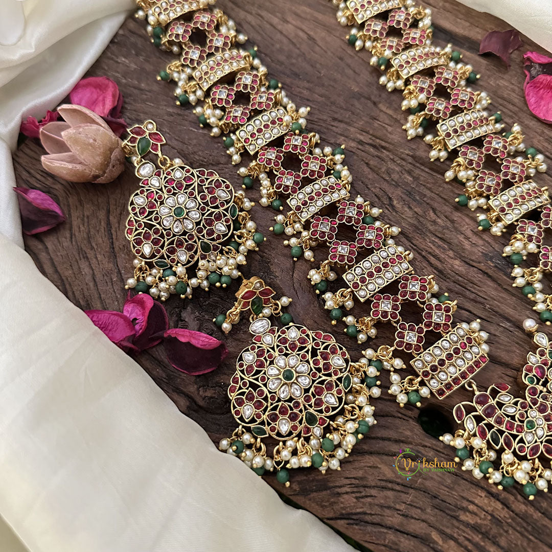 Vriksham Precious Dual Peacock Pendant Kemp Haram-G16150