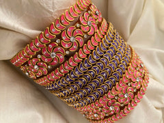 Silk Thread Kundan Bridal Bangle- Pink Purple-G12329