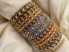 Silk Thread Kundan Bridal Bangle- Blue Golden-G12330