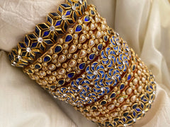 Silk Thread Kundan Bridal Bangle- Blue Golden-G12330