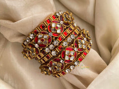 Kids Silk Thread Kundan Bangle Set-Red-G12335