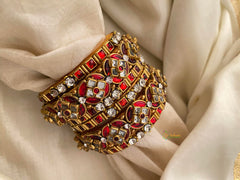 Kids Silk Thread Kundan Bangle Set-Red-G12335