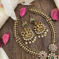 Vriksham Antique AD Stone Lakshmi Pendant Matt Finish Short Neckpiece-G16252
