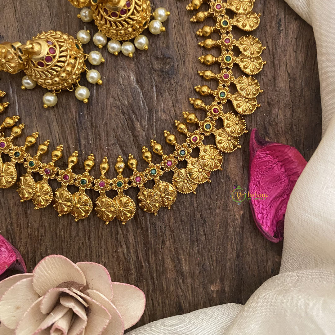 Vriksham Premium Gold Polish Coin Short Neckpiece-G16254