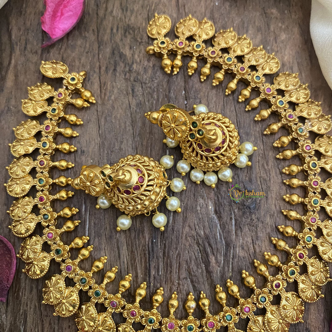 Vriksham Premium Gold Polish Coin Short Neckpiece-G16254