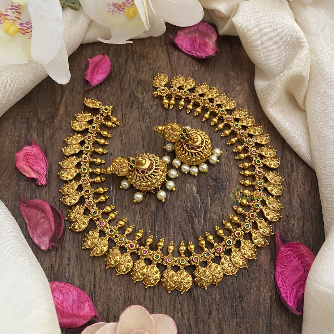 Vriksham Premium Gold Polish Coin Short Neckpiece-G16254
