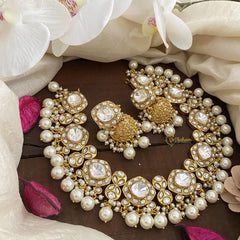 Stylish White Jadau Kundan Choker-Pearl-J2406